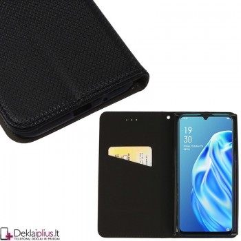 Telone smart magnet serijos atverčiamas dėklas - juodas (Oppo A91/Reno3/F15)